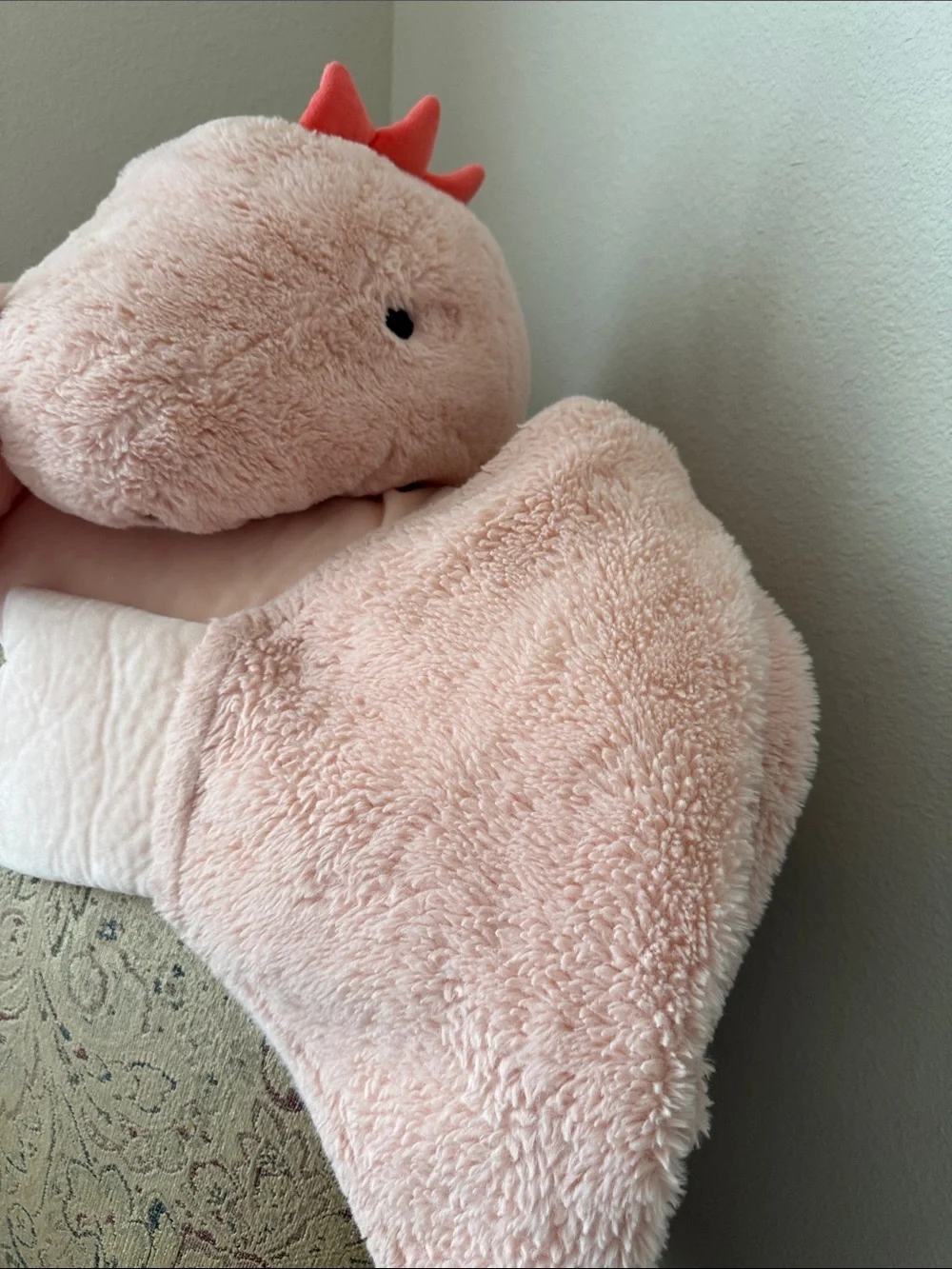 Pillowfort Peach Dinosaur Hooded Kid’s Throw Blanket